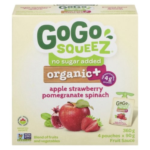 Gogo Squeez - Organic+ Fruit Sauce, Apple Strawberry Pomegranate Spinach