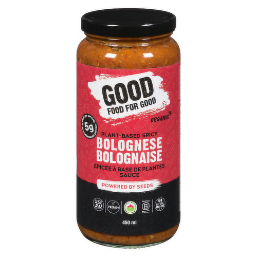 Good Food For Good - Spicy Organic Bolognese Pasta Sauce