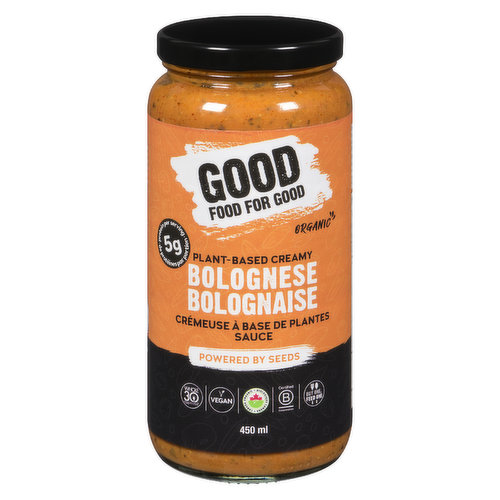 Good Food For Good - Creamy Organic Bolognese Pasta Sauce