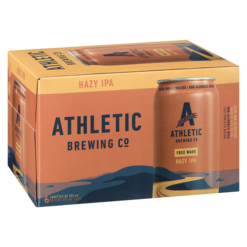 Athletic Brewing - Non Alcoholic Beer IPA Free Wave Hazy 6 Pack