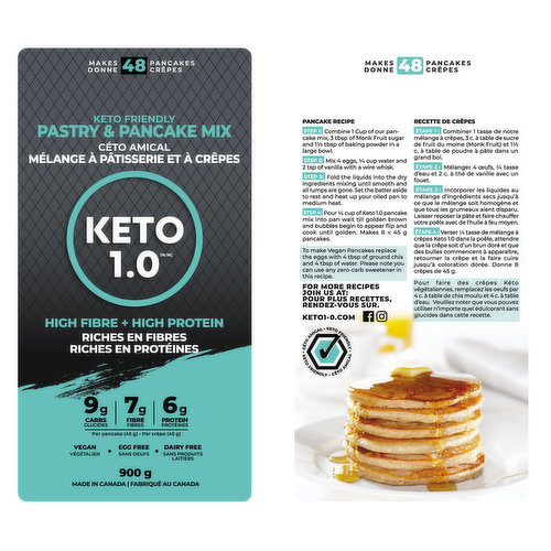 Keto and Co Pancake & Waffle Keto Baking Mix-Gluten Free (One Bag) 