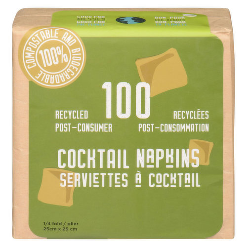 Green Life - Paper Cocktail Napkin Recycled