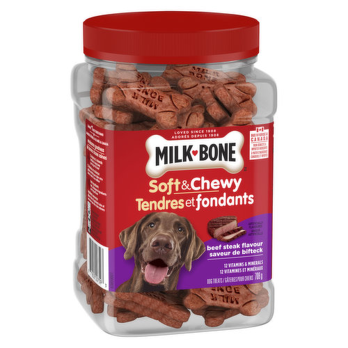 Milk bone - Dog Treats, Soft & Chewy Beef Steak Flavour