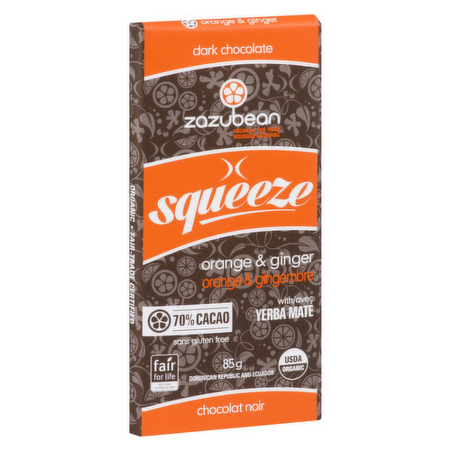 Zazubean - Squeeze Dark Chocolate - Orange & Ginger