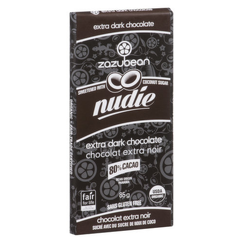 Zazubean - Organic Nudie Extra Dark Chocolate Bar