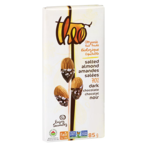 Theo - Dark Chocolate Salted Almond 70% Cocoa Organic