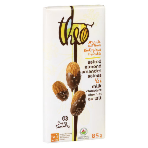 Theo - Milk Chocolate Salted Almond 45% Cocoa Organic