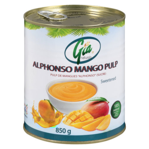 Made from the juiciest and most succulent mangoes. It can be added to vinaigrettes for Arugula or Spinach salads. Mango Pulp can be used to prepare ice cream, sorbet, fruit mousse, gele, and souffls.