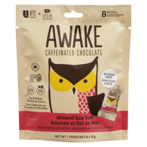 Awake Chocolate - Almond Sea Salt Dark Chocolate Bites No Sugar