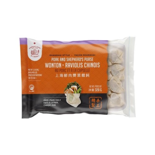 Frozen, Uncooked, Handmade authentic Shanghai style wonton, easy to cook for anytime taste with healthy ingredients. No artifical ingredients.