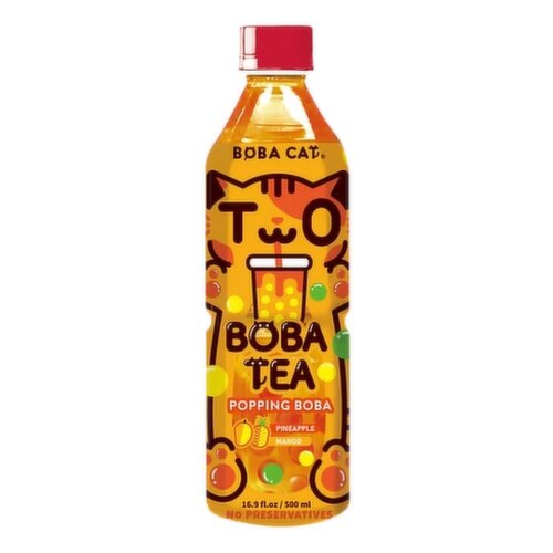 Boba Cat - Mango and Pineapple Popping Boba Bubble Tea
