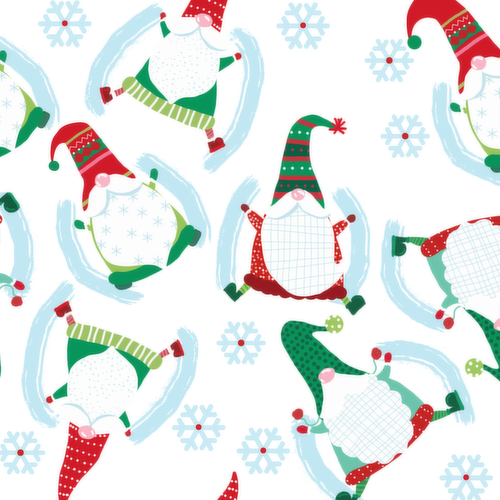 Paper Craft - Christmas Metallic Wrapping Paper, Gnomes & Snowflakes