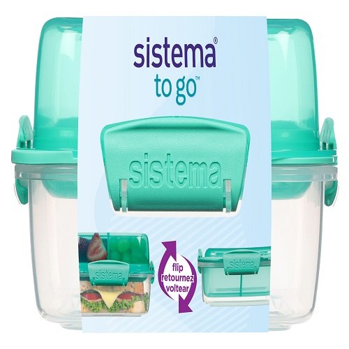 Sistema Nest It Meal Prep Food Storage Containers with Lids, 2  Compartments, 3.7 Cups, 5-Pack, Green