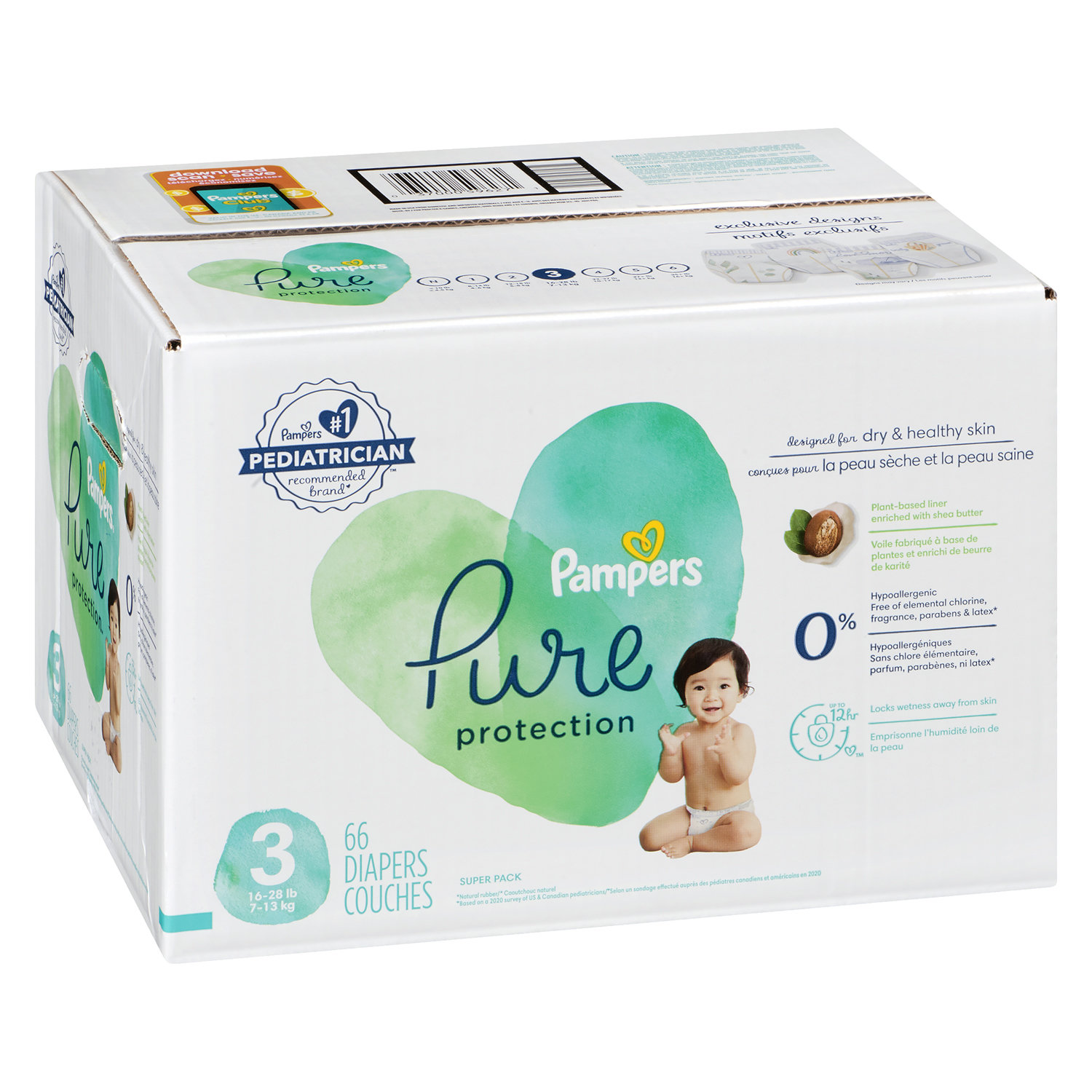 Pampers Pure Diapers Size 4, 22 Count (Select for More Options