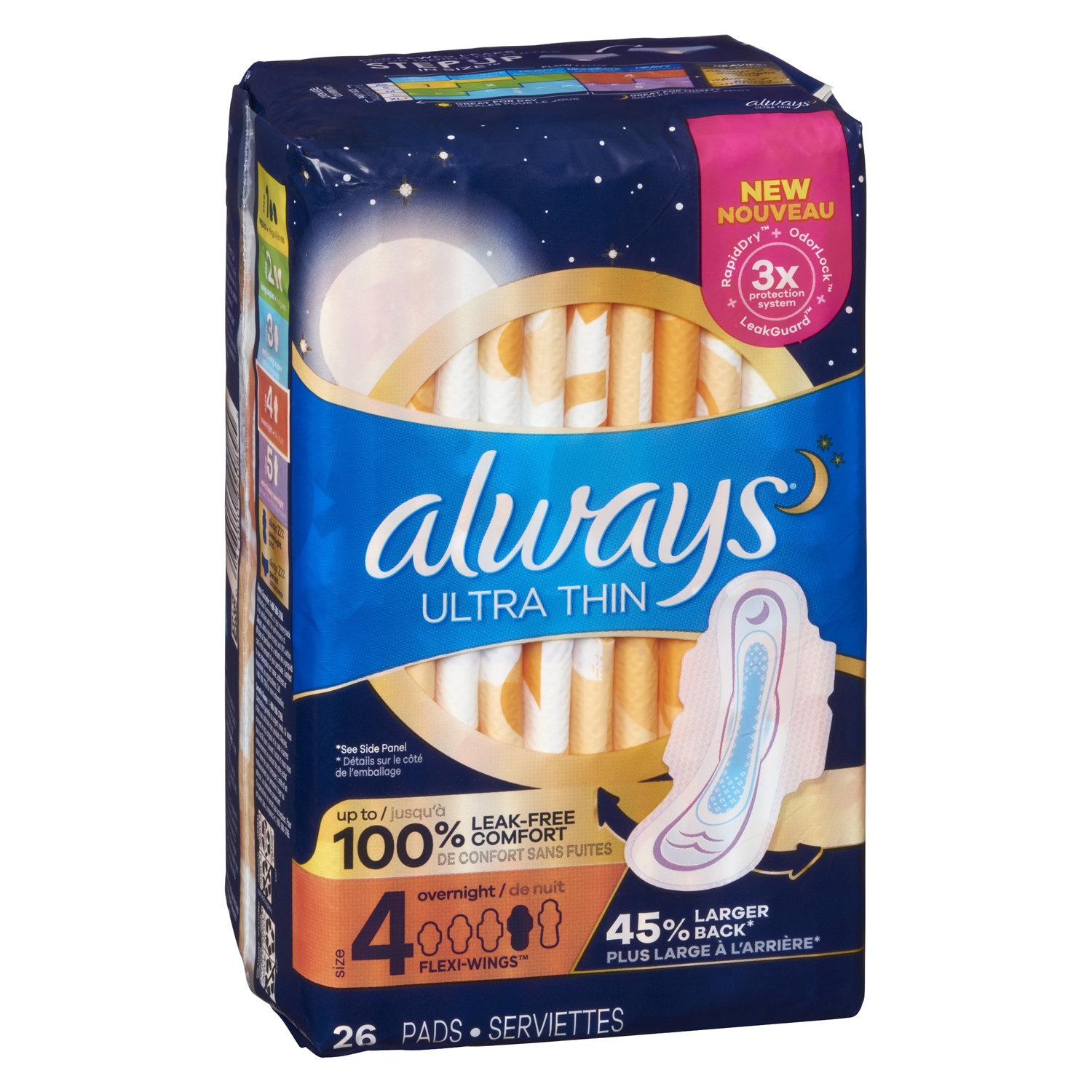 Always Ultra Thin Overnight Pads, 2-pack of 38 - Deliver-Grocery Online  (DG), 9354-2793 Québec Inc.