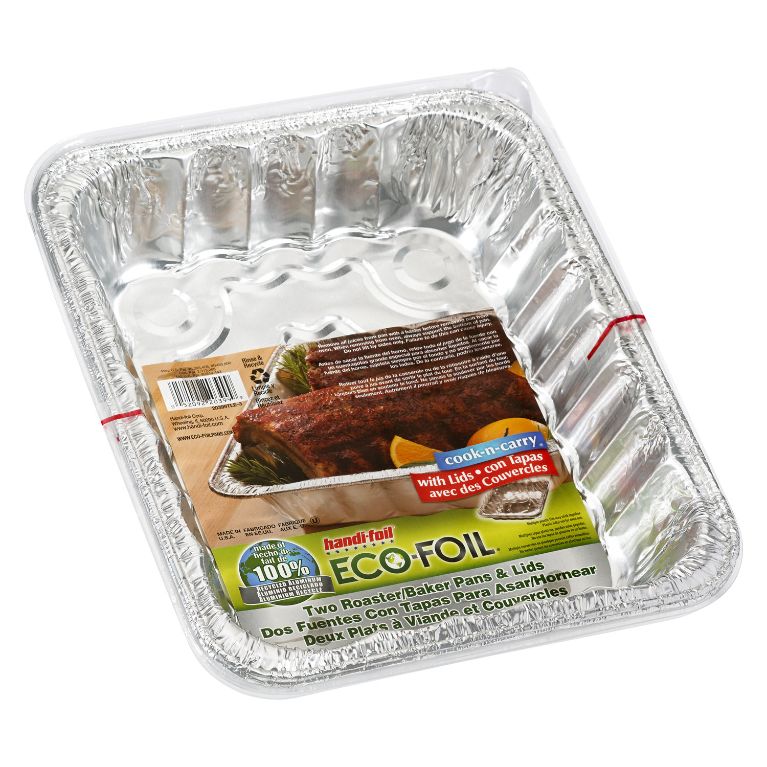 Handi-Foil Eco-Foil Cook-n-Carry 2 lb. Loaf Pans w/ Lid, 3 Pack