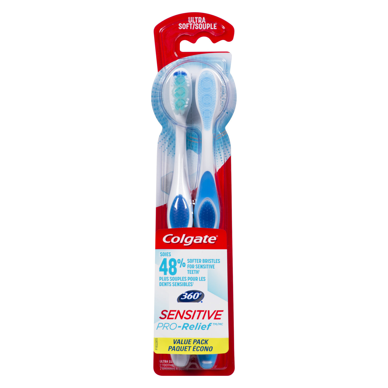 Colgate 360 Extra Soft Toothbrush for Sensitive Teeth and Gums with Tongue  and Cheek Cleaner, 2 Pack