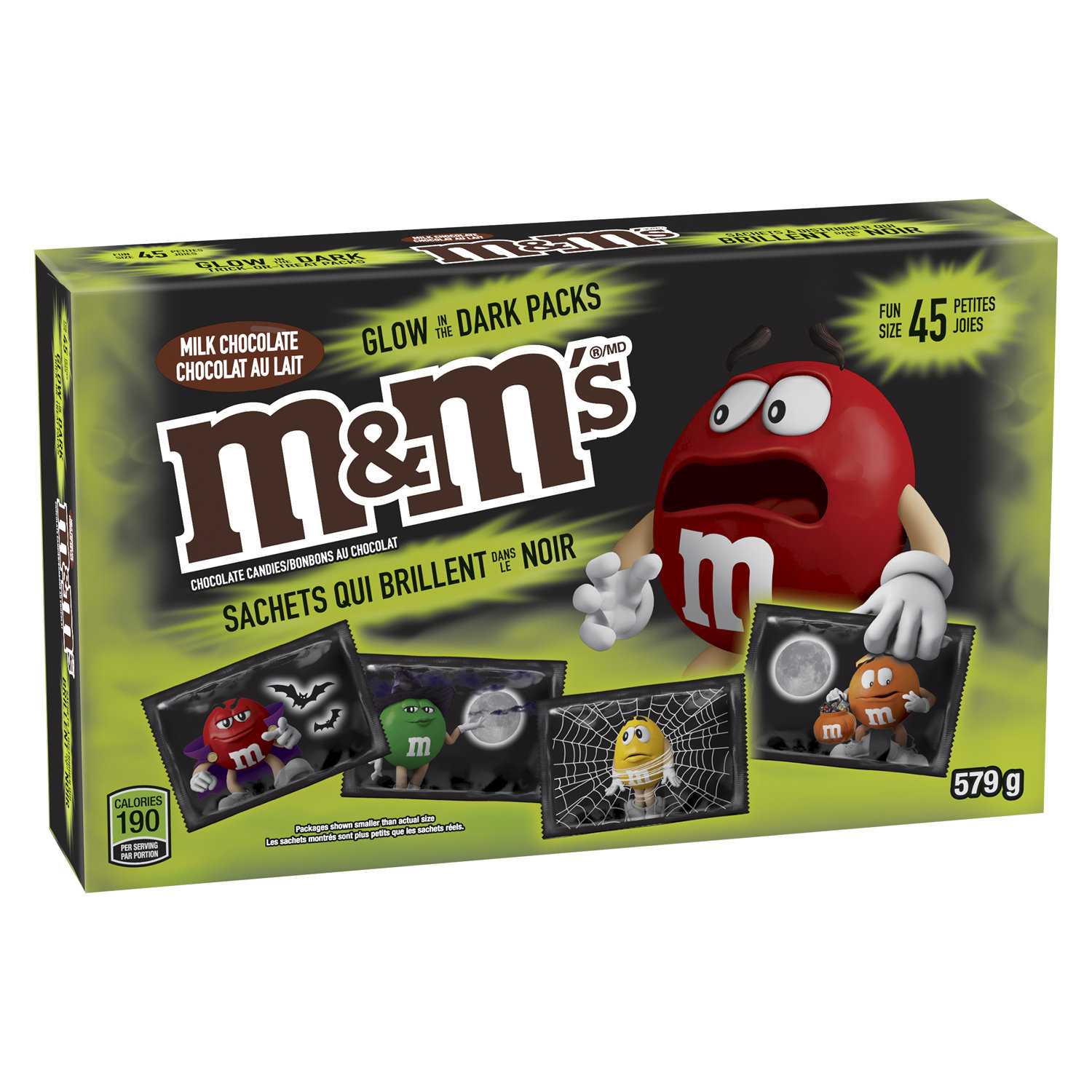 M&M'S Peanut Milk Chocolate Glow In The Dark Fun Size Halloween