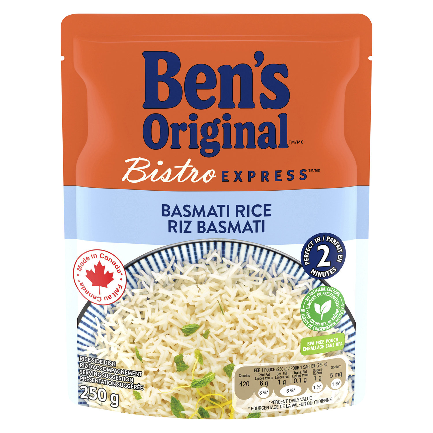 BEN'S ORIGINAL BISTRO EXPRESS Whole Grain Brown Rice Side Dish, 250g Pouch,  Perfect Every Time™ 