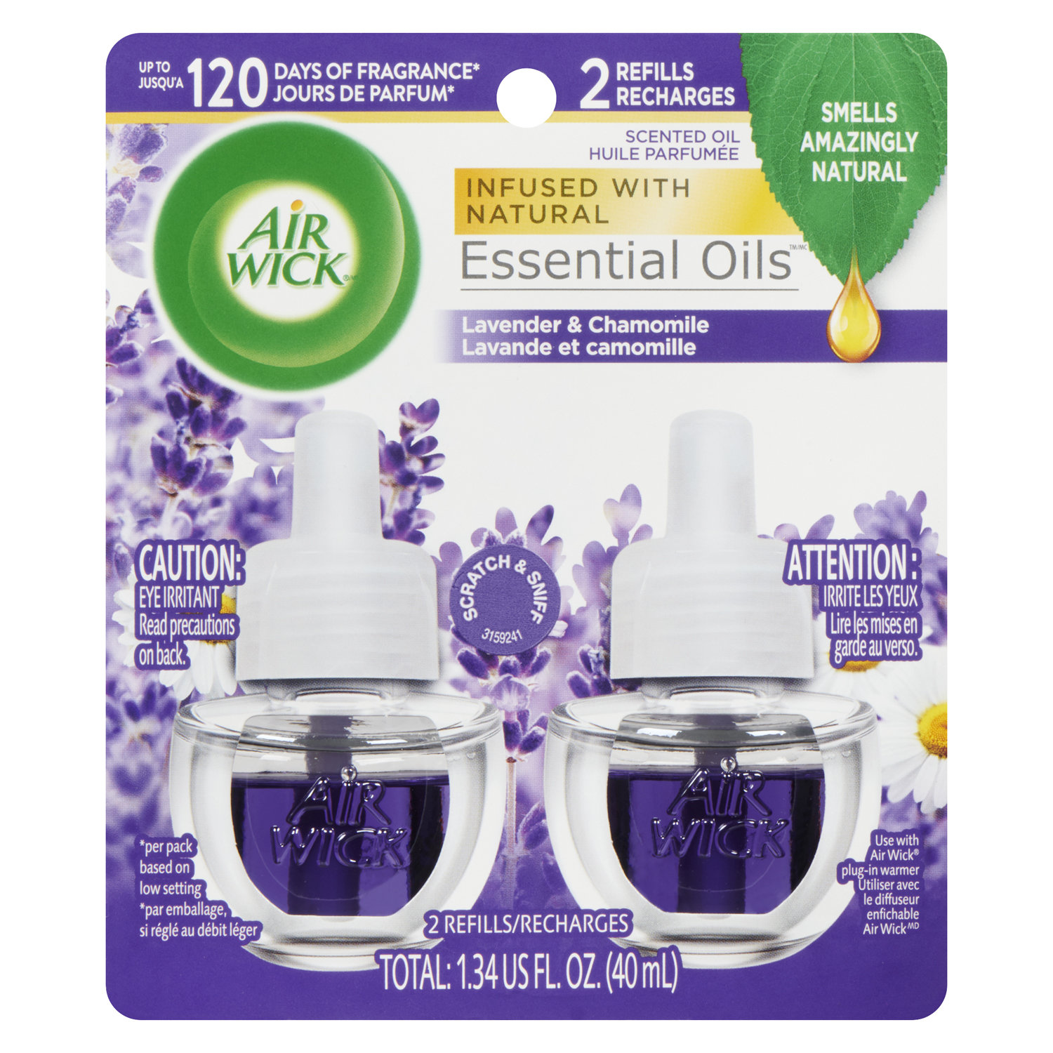 Airwick Recharge de diffuseur d'huile parfumée Air Wick Essential Mist,  Fleurs de lavande