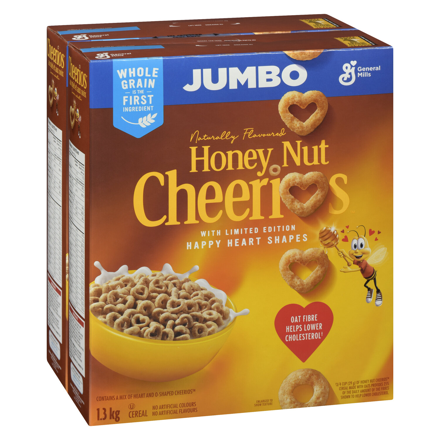 General Mills Honey Nut Cheerios Breakfast Cereal, Jumbo Size, Whole Grains  - 1300 g