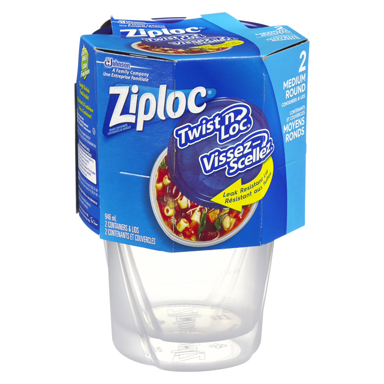 Ziploc, Twist N Loc Food Storage Meal Prep Containers, Small Round