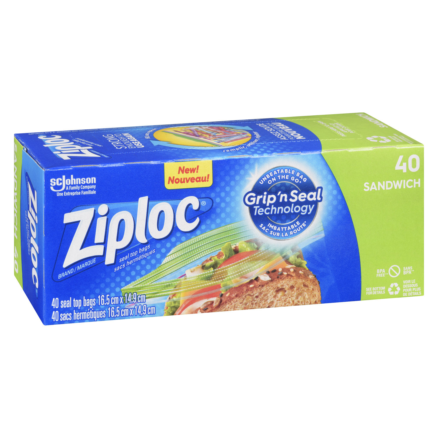 Ziploc Storage Bags with New Grip 'n Seal Technology, for Food, Sandwich,  Organization and More, Quart, 100 Count