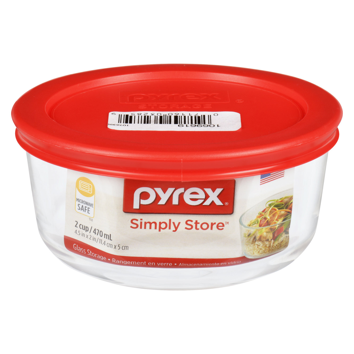 Pyrex 3.4 Cup Meal Box Meal Prep Glass Divided Storage Container Reusable  Red