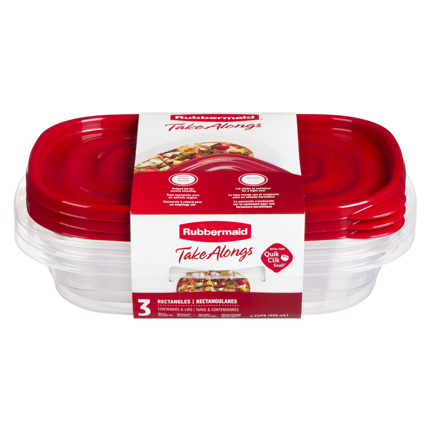 Rubbermaid TakeAlongs Toffee Nut 5.2 Cup Deep Squares Containers, 4-Pack