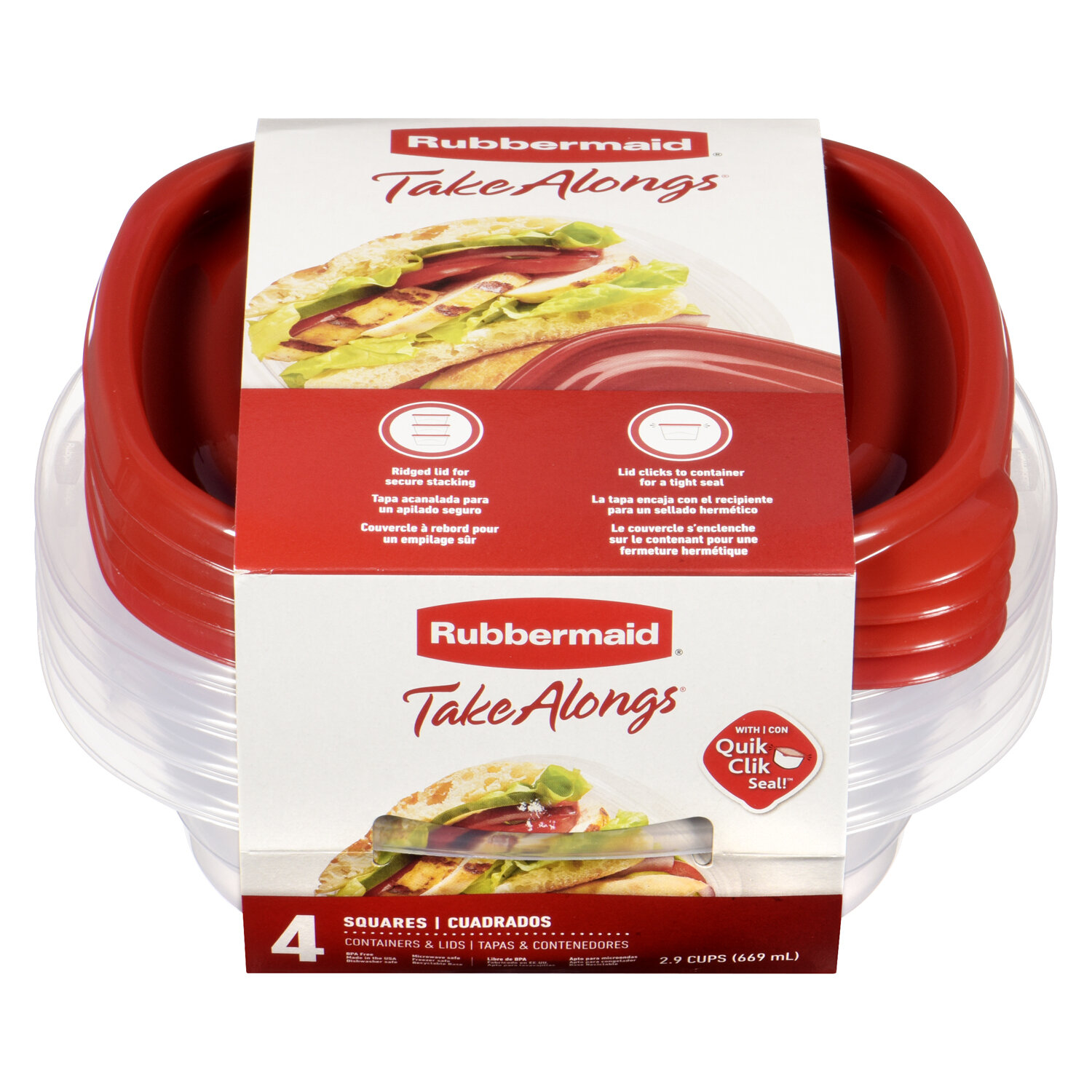 Rubbermaid TakeAlongs Toffee Nut 5.2 Cup Deep Squares Containers