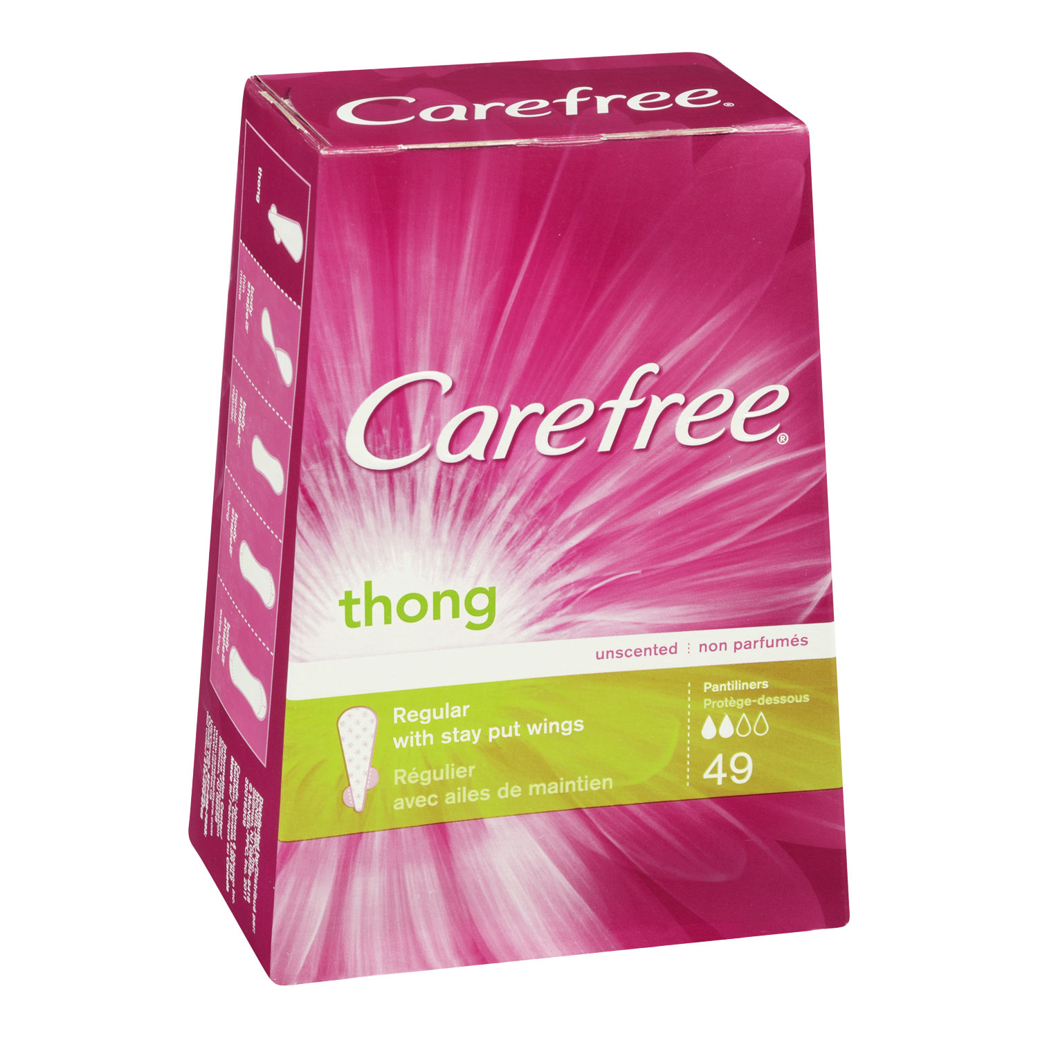 Carefree Thong Pantiliners with Wings 2 boxes- 49 Count each