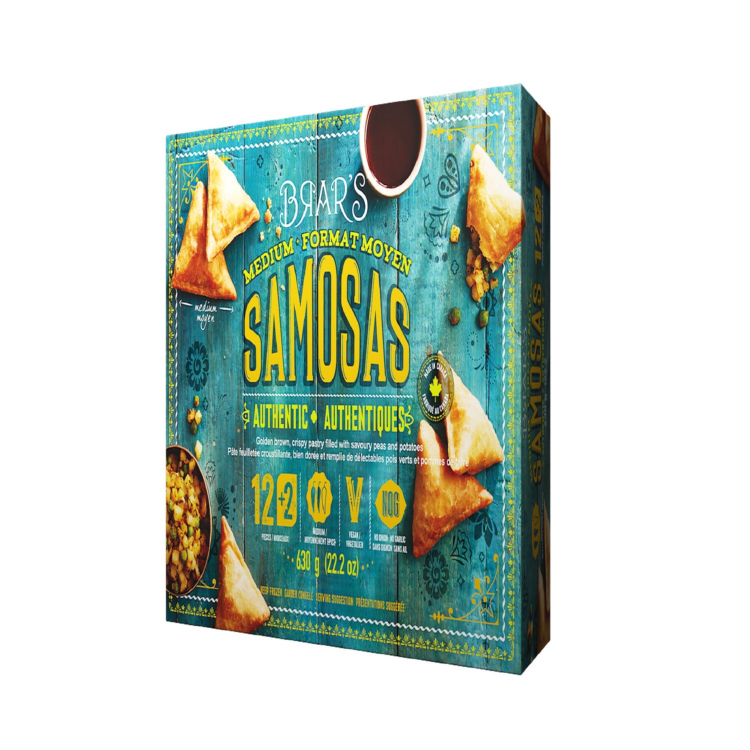 BRAR'S SAMOSA PEAS AND POTATO, 624gm, 26 Pieces 