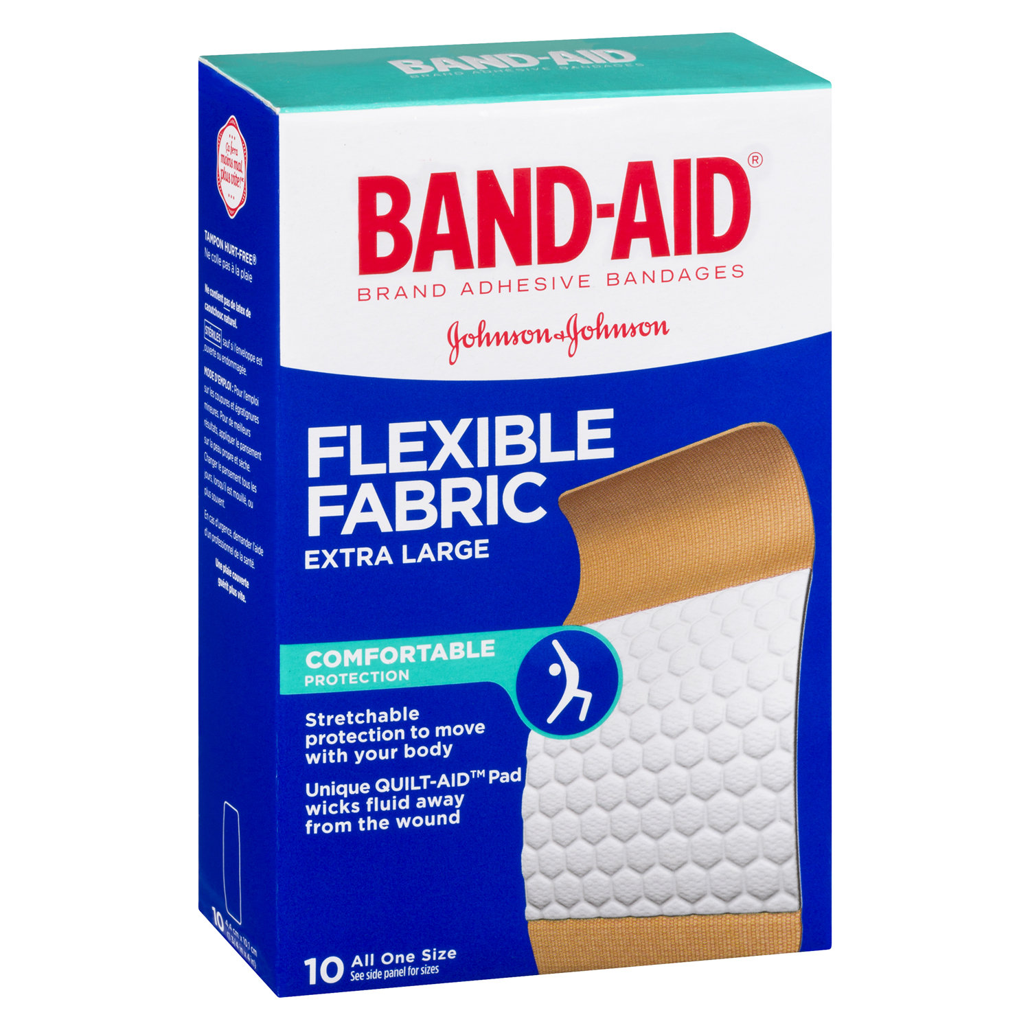 Band-Aid® Brand Flexible Fabric Adhesive Bandages, Flexible Protection &  Care of Minor Cuts & Scrapes, Quilt-Aid Pad for Painful Wounds, Light Brown
