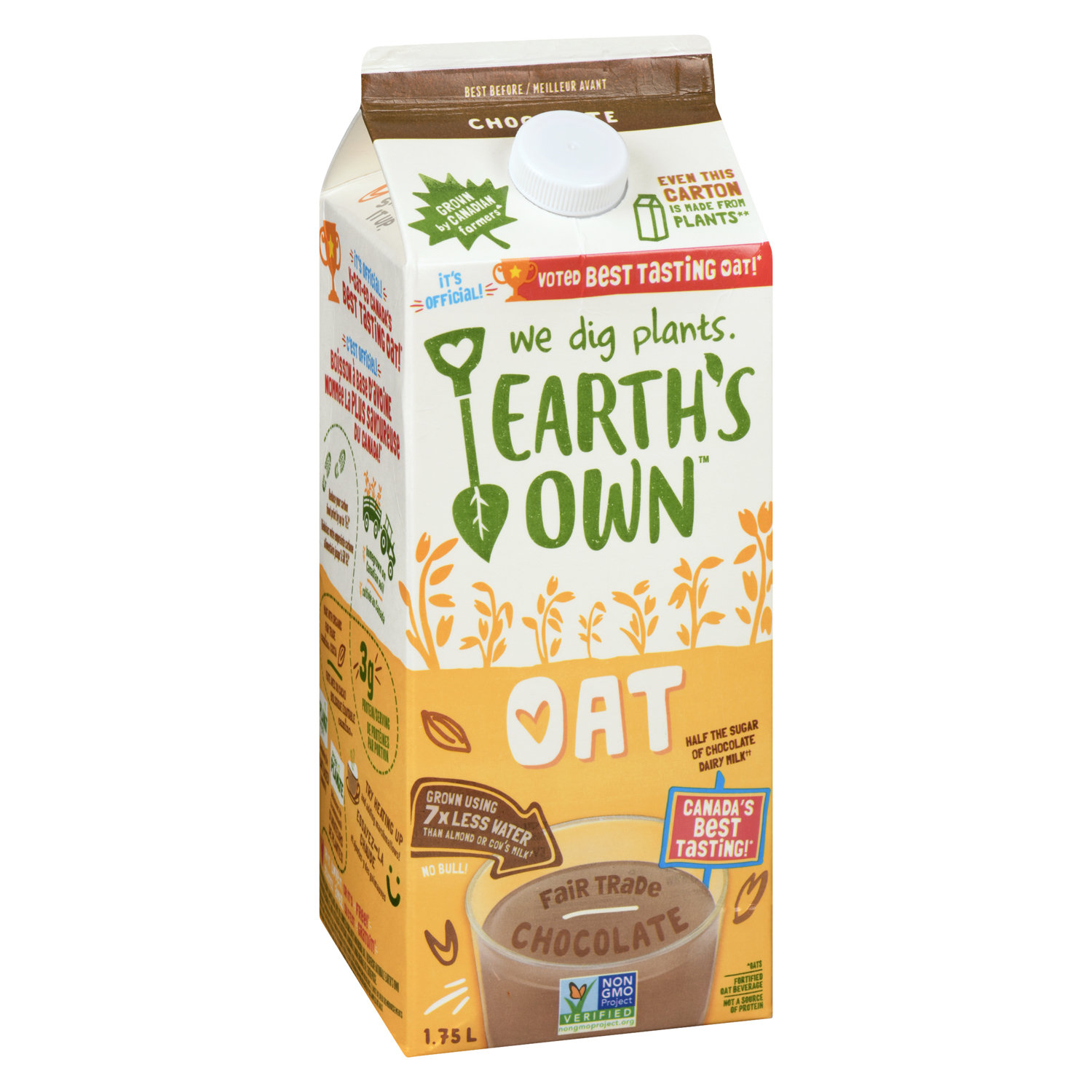 Earth's Own Lait d'avoine original non sucré, 3 x 1,75 L