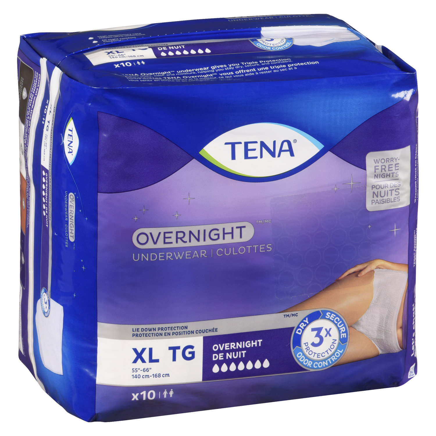 TENA Incontinence Underwear, Overnight Protection, Xlarge, 10