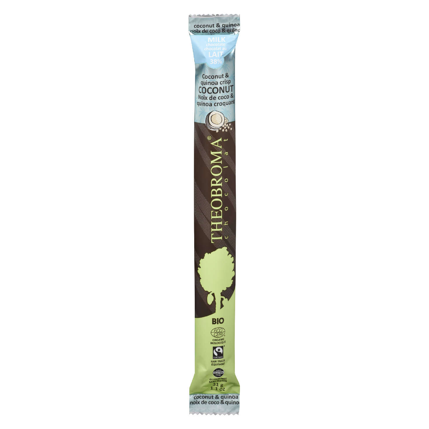 38% Organic Milk Chocolate Baton with Coconut and Quinoa Crisp