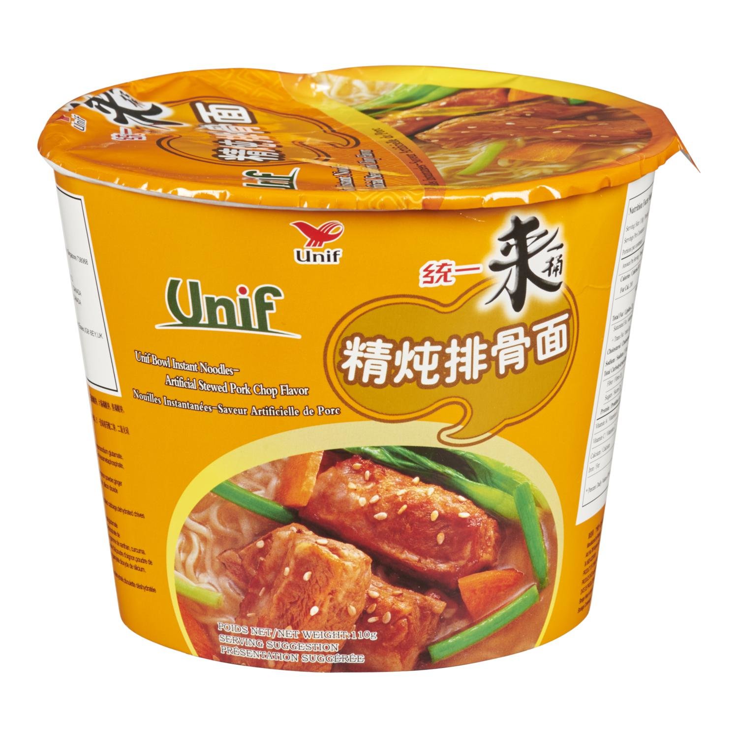 (24 Pack) Unif 100 Pork Chop Flavor Instant Ramen Noodles Soup, 105g 统一清炖排骨面