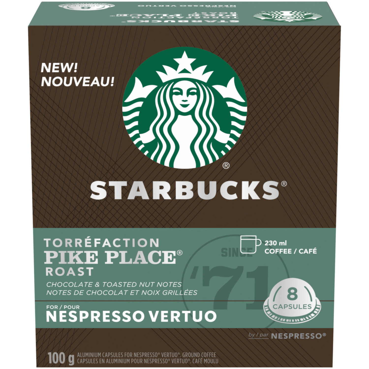 Starbucks® Coffee Pods for Nespresso Vertuo Machines Pike Place® Medium  Roast, 8 ct - Ralphs