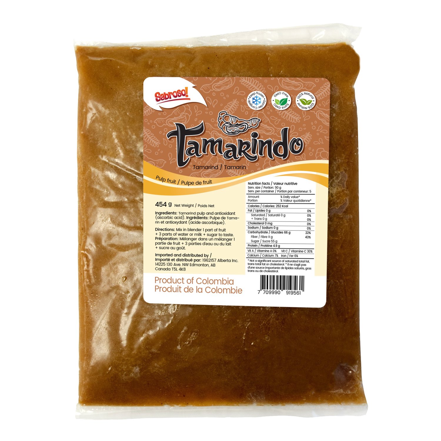 Sabroso Tamarindo Tamarind Frozen Pulp