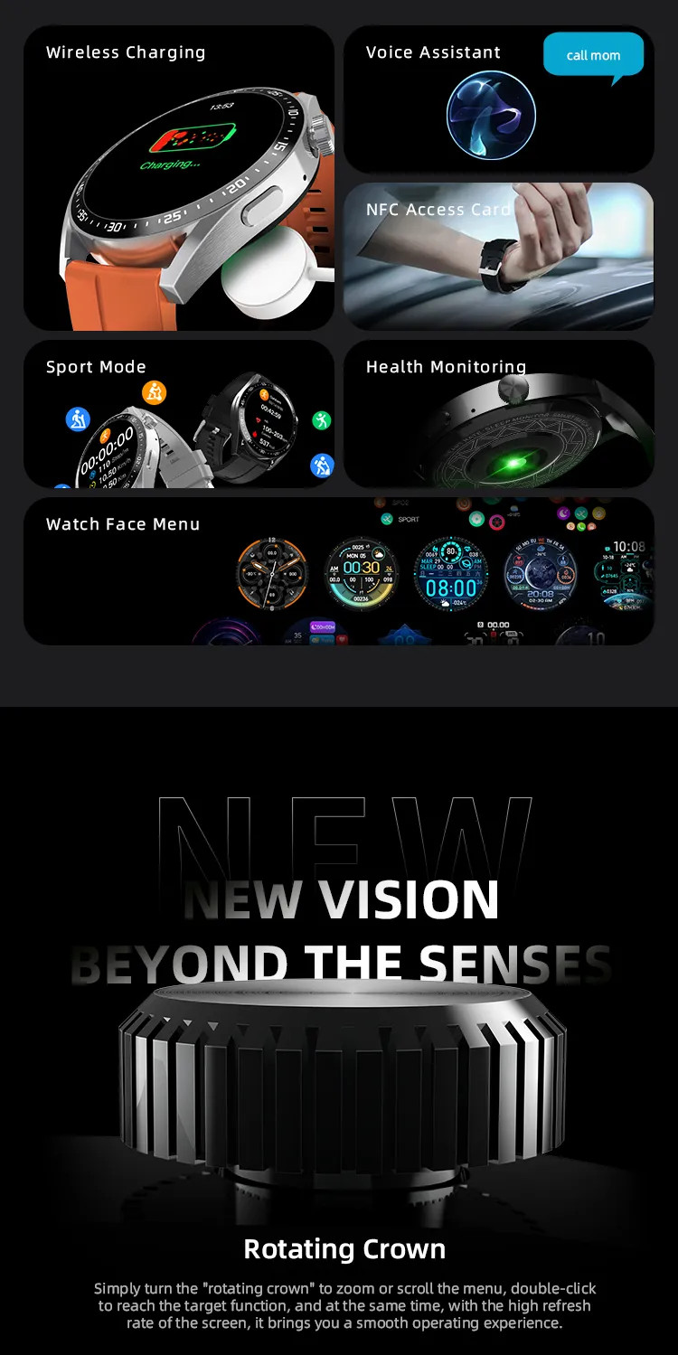 SMARTWATCH HW3 Pro 1,32" Zegarek męski Bluetooth NFC Rozmowy Ciśnienie