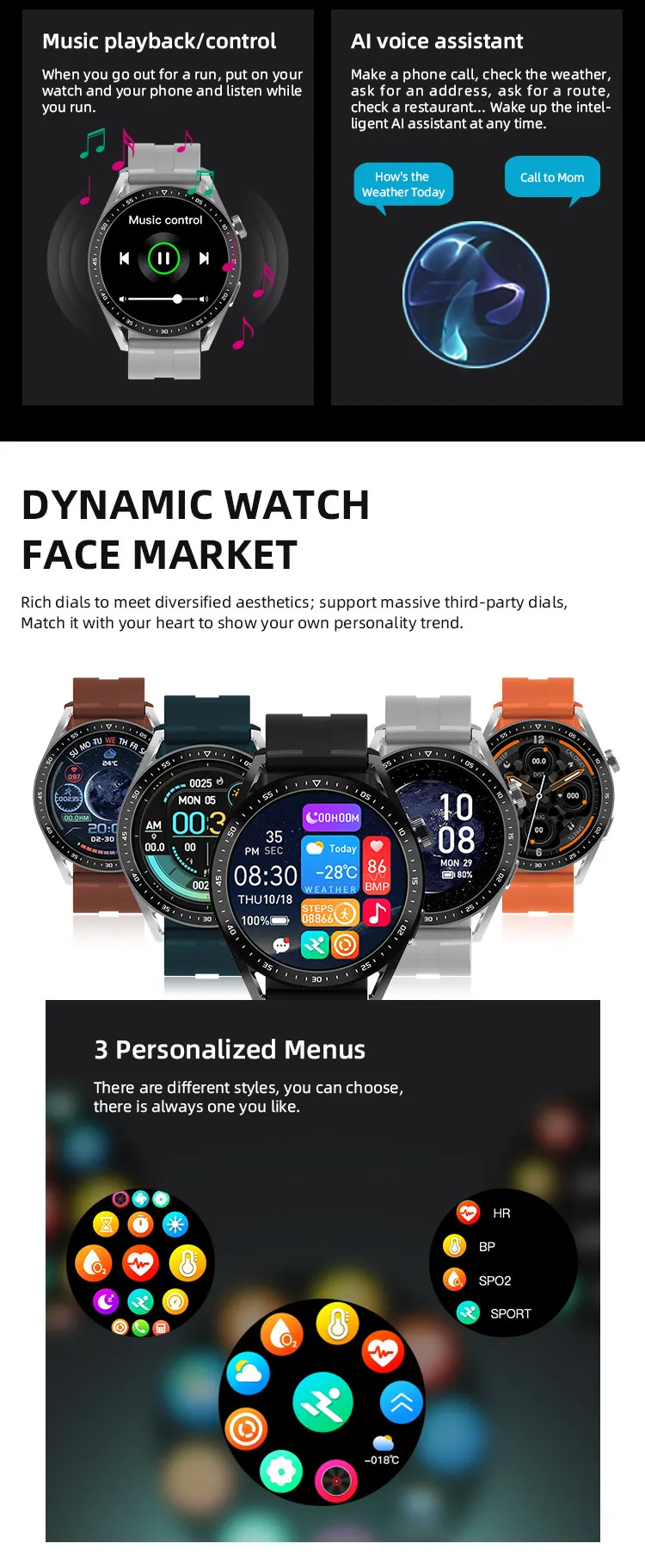 SMARTWATCH HW3 Pro 1,32" Zegarek męski Bluetooth NFC Rozmowy Ciśnienie