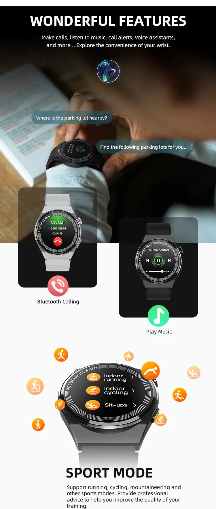 SMARTWATCH HW3 Max 1,35" Zegarek męski Bluetooth NFC Puls Rozmowy