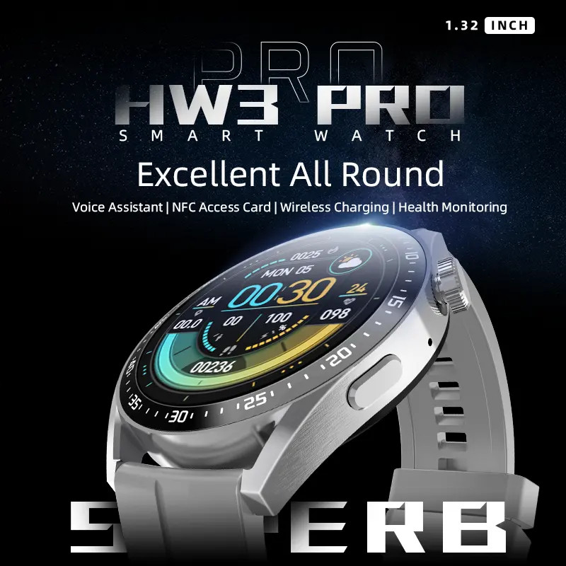 SMARTWATCH HW3 Pro 1,32" Zegarek męski Bluetooth NFC Rozmowy Ciśnienie