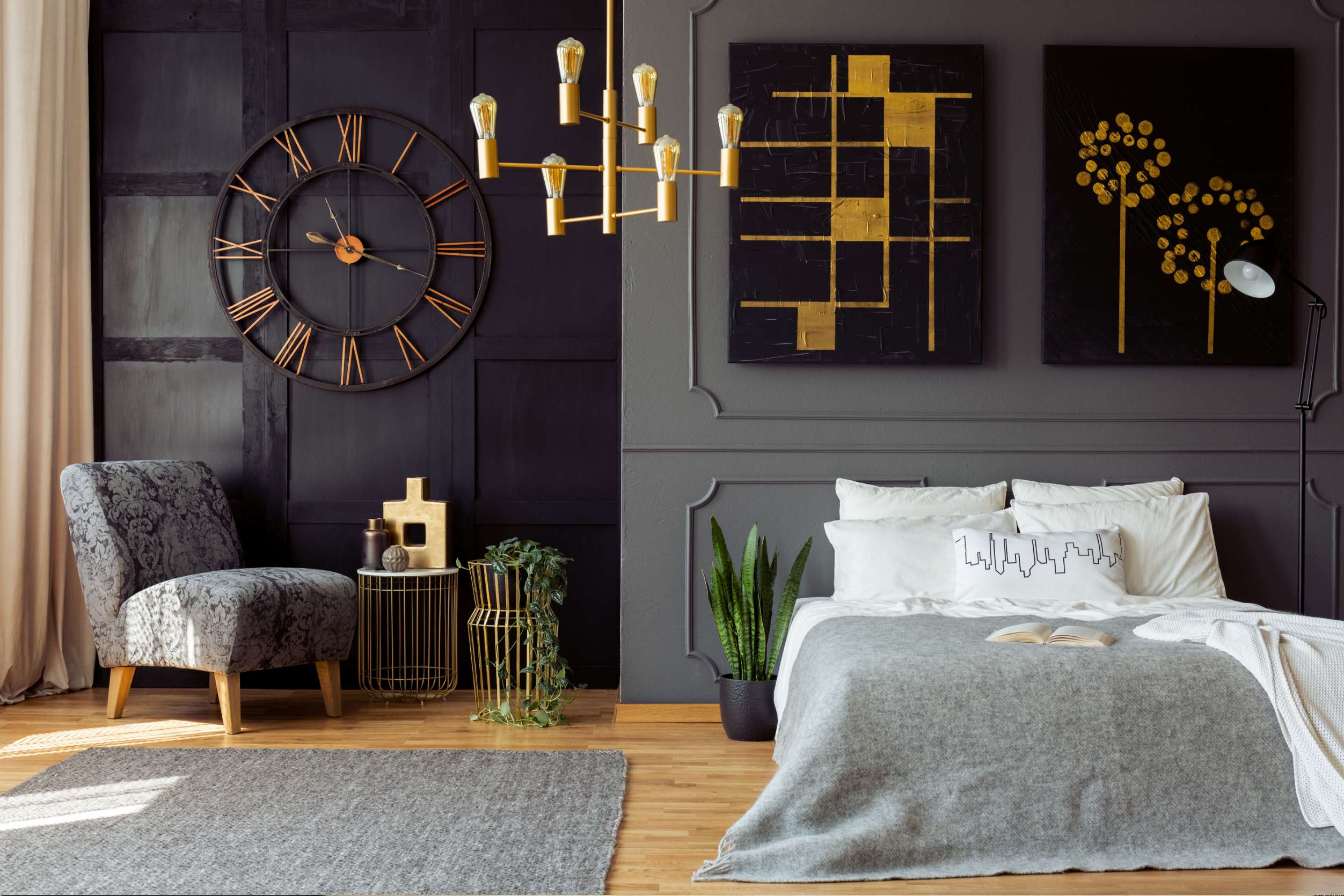 sypialnia w stylu glamour