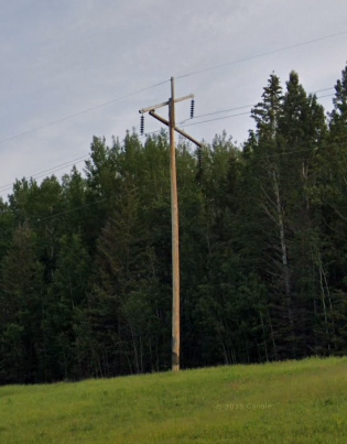 Alberta - ">"-shaped poletop — how it looks in GeoGuessr