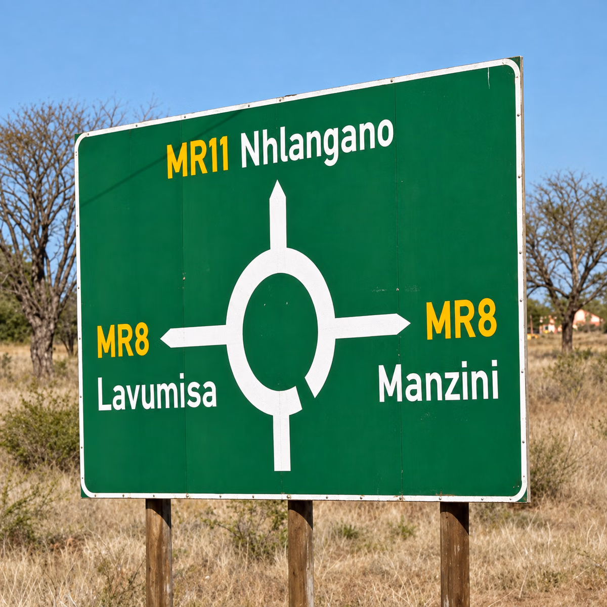 MR Road Numbers in Eswatini — how it looks in GeoGuessr