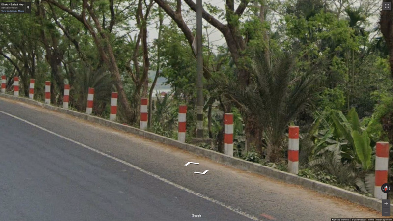 Red and white bollard