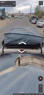Mongolia clue: Large pickup Street-View car with roof tent