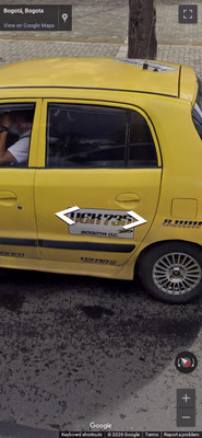 Colombia clue: Taxi side doors licence plate with city name