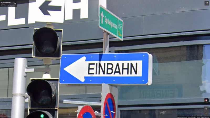"EINBAHN" street sign — how it looks in GeoGuessr